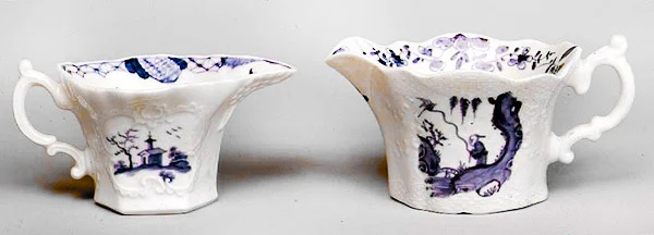 Worcester blau-weiße Krüge, ca. 1788